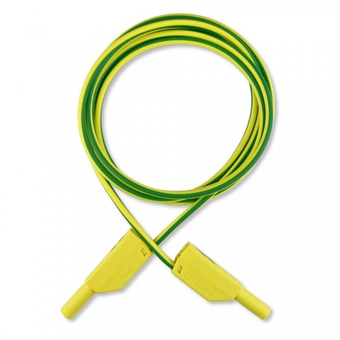 Messleitung gr&uuml;n/gelb mit Lamellenstecker 4mm